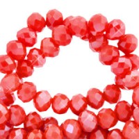 Top Glas Facett Glasschliffperlen 6x4mm rondellen Exotic red-pearl shine coating